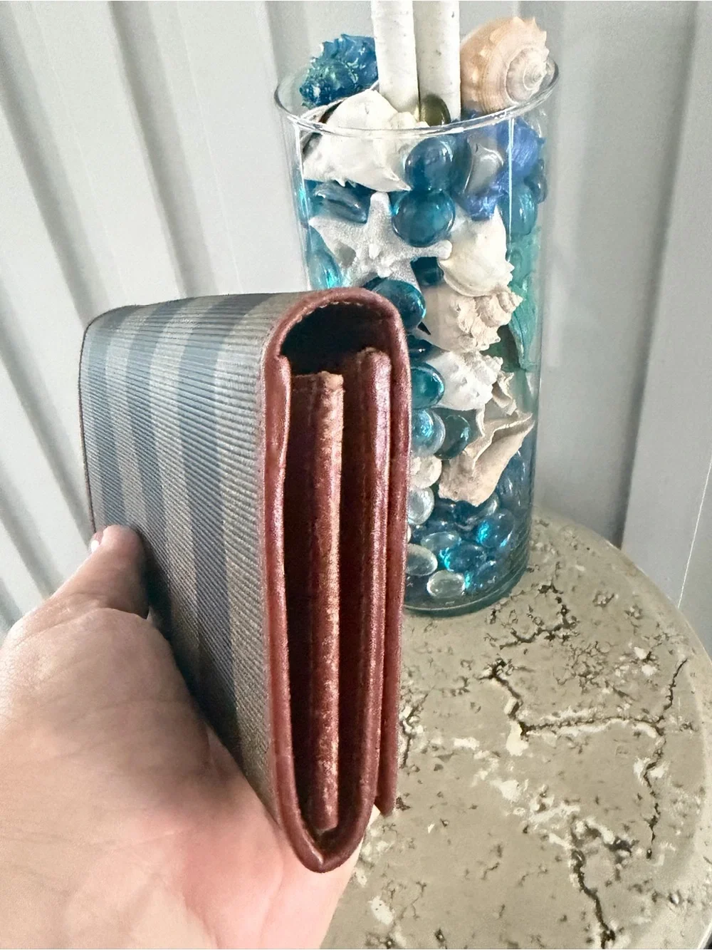 Fendi Pequin Striped Long Wallet Crossbody - Belt - tobacco/tan